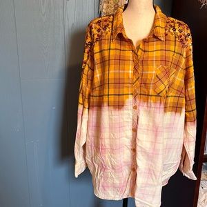 Upcycled Hand Bleached Flannel Shirt